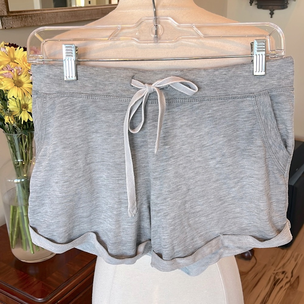 Z Supply Knit Shorts Heather Gray Elastic Drawstring Waist